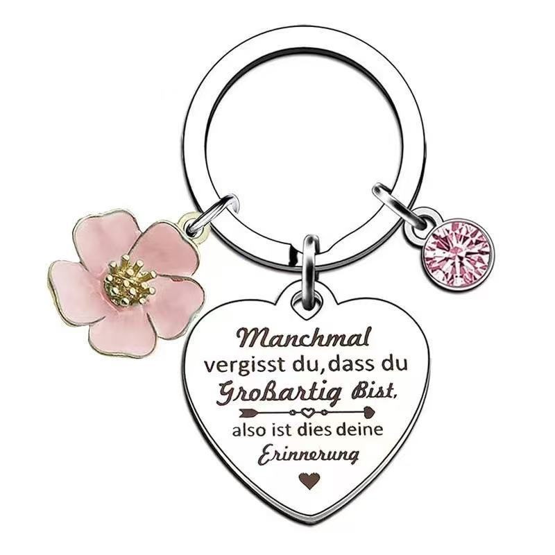 Picture of Mother's Day Love Keychain New SHORT BEST FRI Pendant Stainless Steel Spelling Heart Couple Necklace Gift