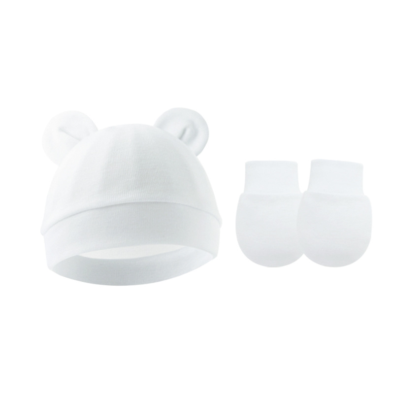 Picture of 2023 foreign trade baby pullover cap Mickey ears baby hat newborn tire cap anti-scratch gloves 2-piece set