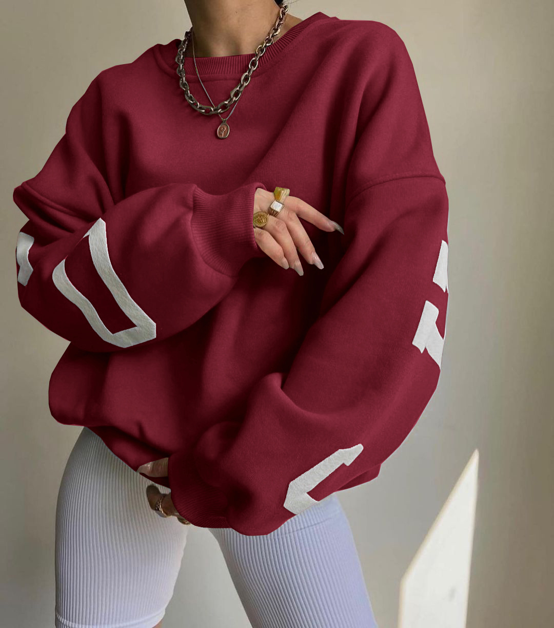 Picture of 2022 Amazon Cross-border European and American Women's Casual Fashion Printed Thickened All-match Top Long Sleeve Sweater