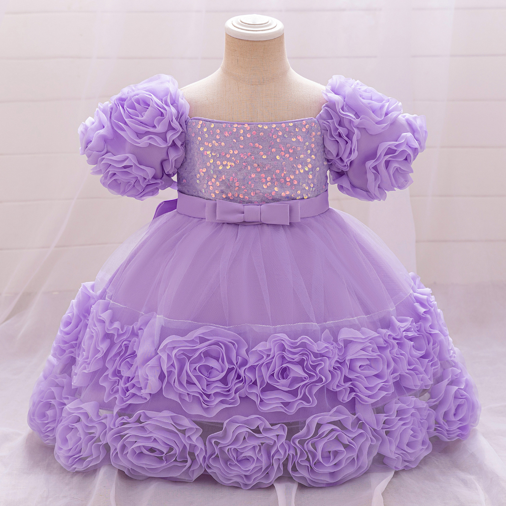 Girl's Dress Princess Dress Baby dresses Dress Children's Bud Sequin Host Piano Dress
