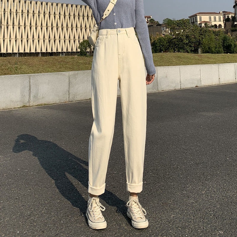 Picture of High waist jeans women's loose harem pants 2022autumn and winter casual straight slimming cropped radish daddy pants