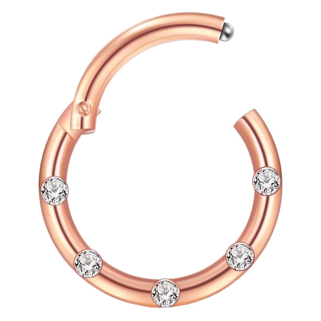 316L stainless steel 5 diamond closed ring nose ring nose ring earrings seamless ring diamond zircon cross-border puncture jewelry