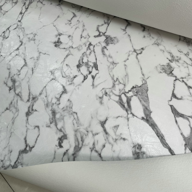 Black and white imitation marble pattern PVC leather 0.6 thickness nap bottom oil skin shading leather bag fabric