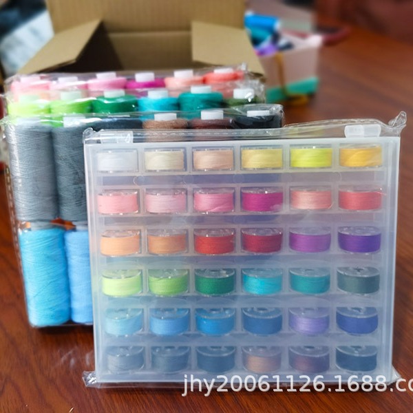 Picture of 36 color sewing thread plus 36 color bobbin suit grams plus hand sewing needle card bobbin boxed small thread hand stitching