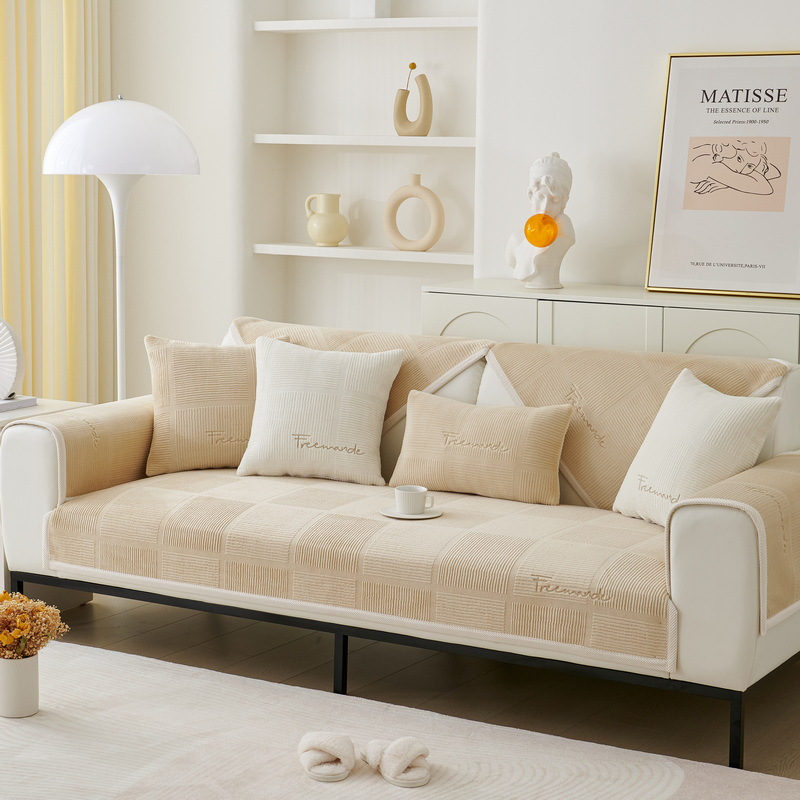 Picture of Autumn and Winter New Sofa Cushion Plush Seat Cushion Sofa Cover Plush Embroidery Modern Simple Non-slip Winter Thickened Cushion