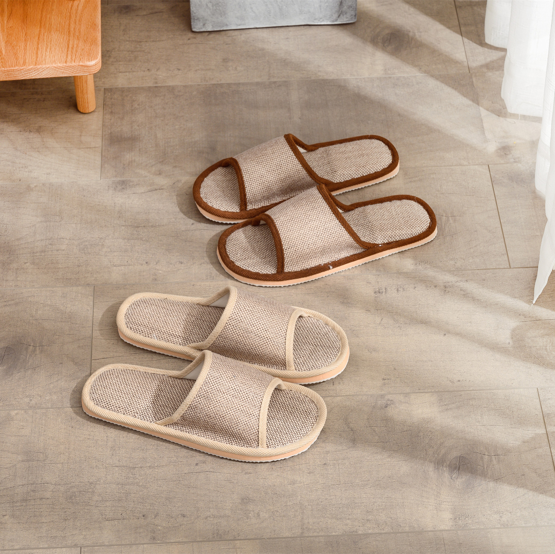 Picture of 2025 New Hotel Cotton and Linen Slippers for Women Spring, Autumn and Summer Home Couples Linen Thick-Soled Four Seasons Sandals and Slippers