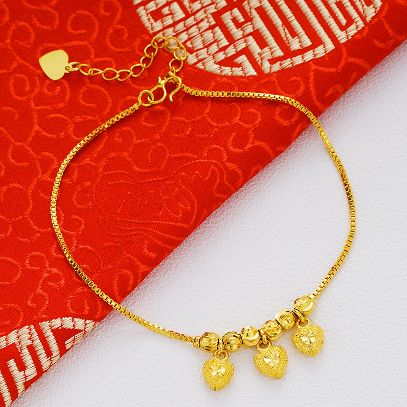 Picture of Vietnam Sand Gold Fashion Anklet Brass Plated 24k Gold Bell Double-Layer Turn & Bead Foot Ornaments Women's Foreign Trade Euro Gold