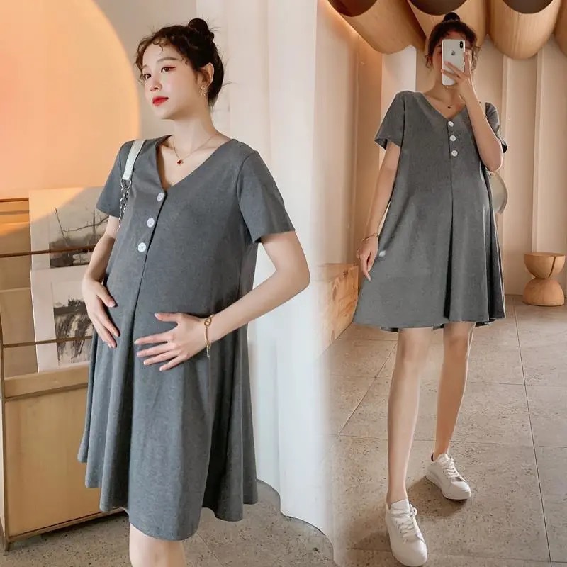 Pregnant Women's Summer Dress Breastfeeding Fashion Loose Western Style Age-reducing T-shirt Skirt Summer Tide Mother's Clothes Women