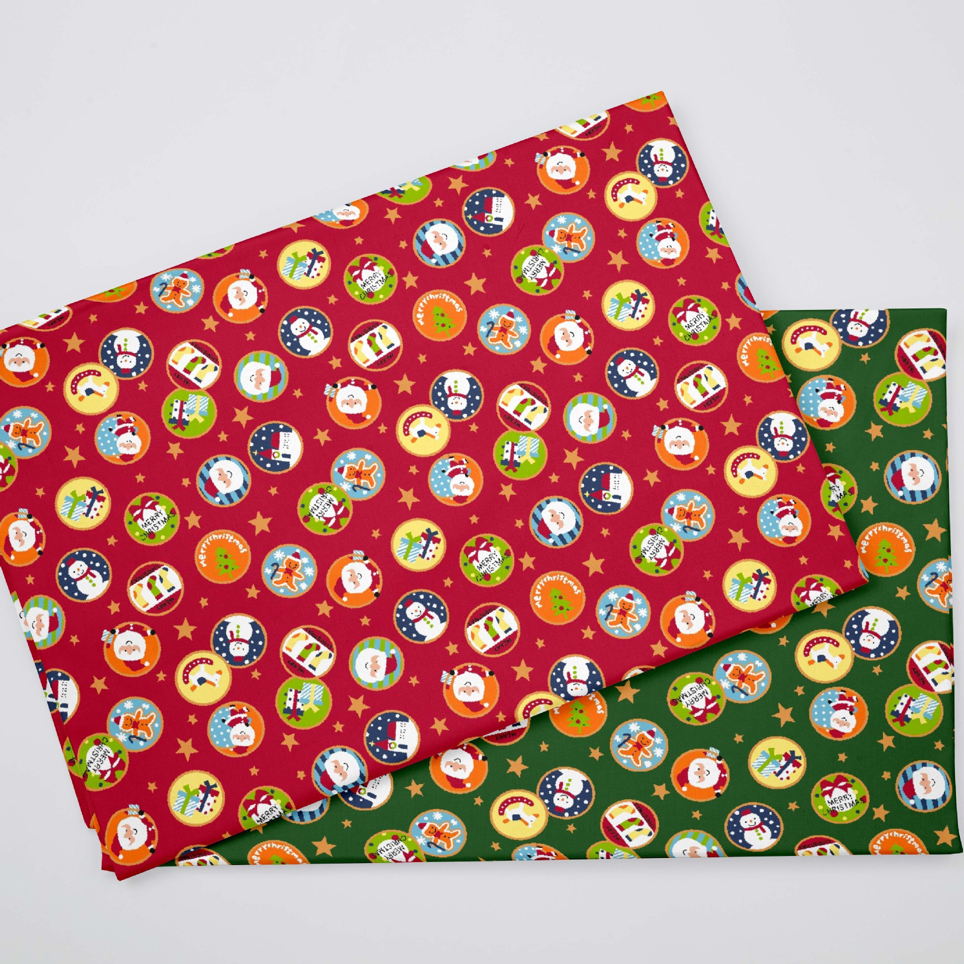 Wholesale supply of 133*72 twill printed fabric, cartoon print, 40s cotton fabric, 1.6-meter width Christmas series