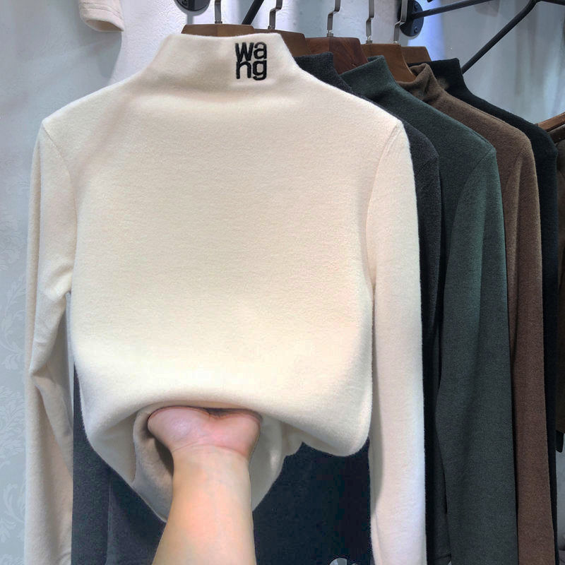 Wholesale thickened double-sided velvet neck bottom shirt female autumn and winter New Korean long sleeve T-shirt a generation