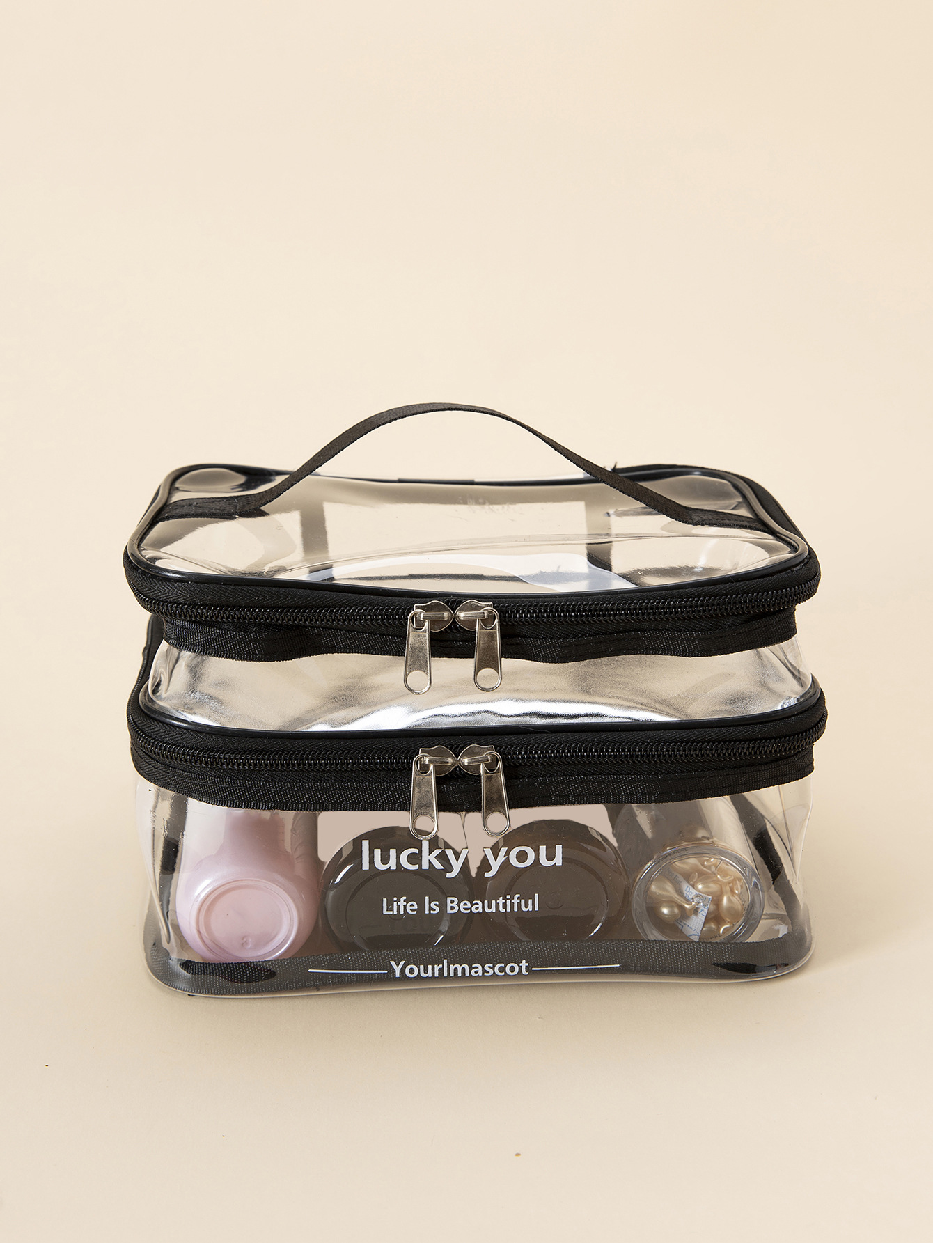 Picture of Cosmetic Bag for Women, Large Capacity, Portable Toiletry Bag, Waterproof Cosmetic Travel Storage Bag, Wholesale, Transparent, Simple Style