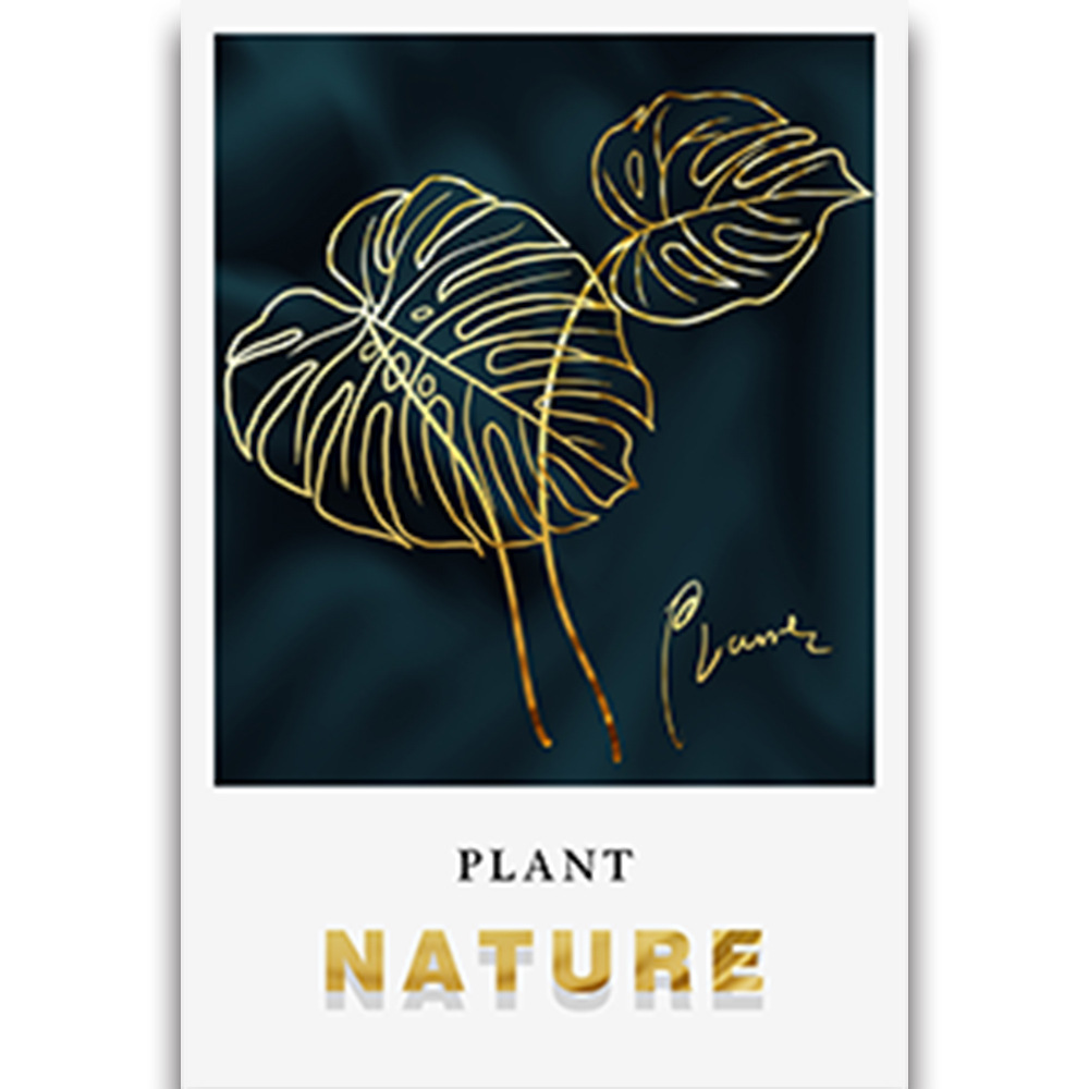 Picture of Source Factory Black Gold Leaves Living Room Hanging Painting Nordic Landscape Canvas Core Wholesale Abstract Restaurant Decorative Painting