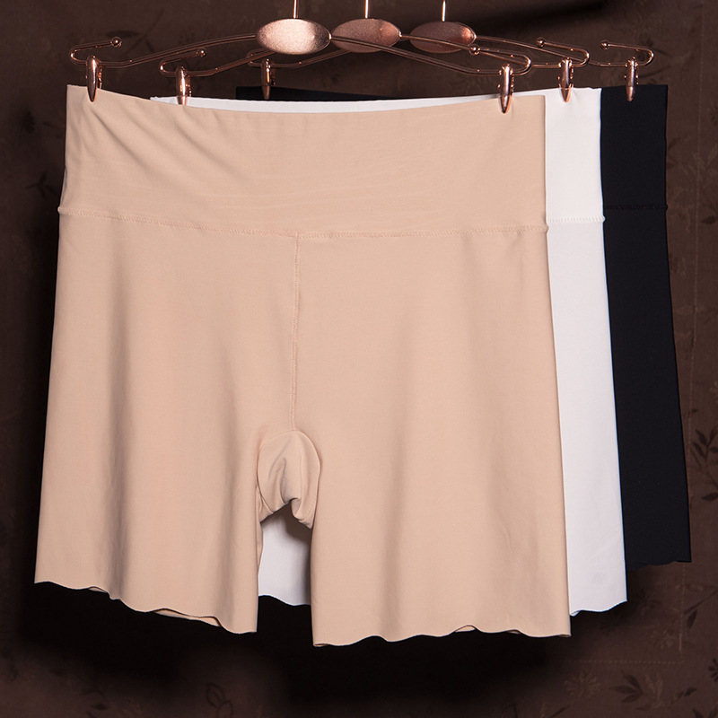 [45.00 kg-80.00 kg] Plus size anti-light leggings women's wavy edge belly Ice Silk three-point seamless safety pants