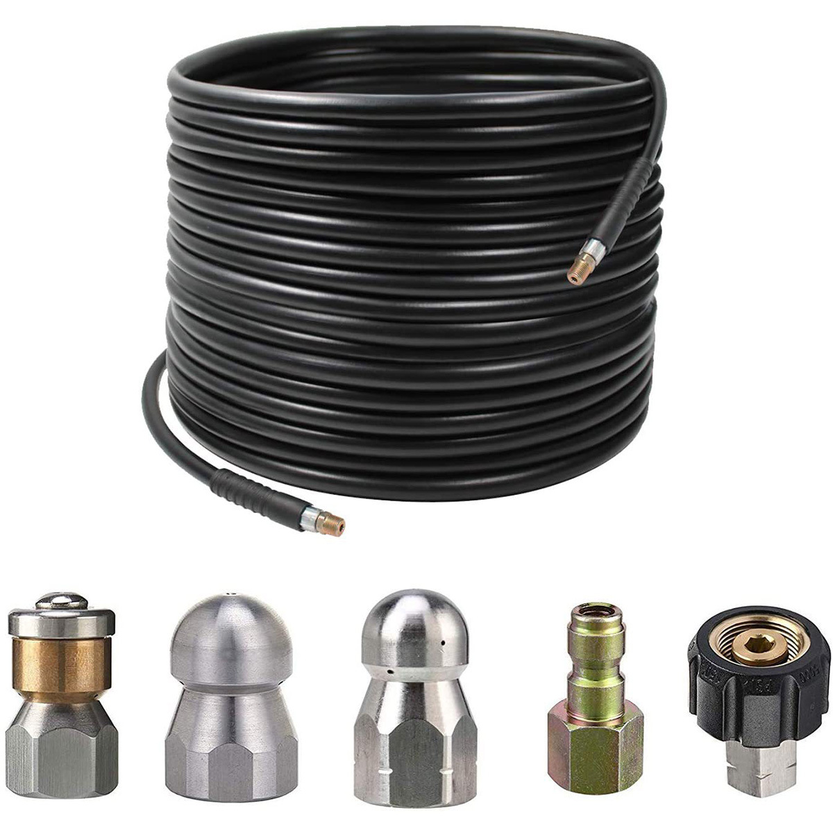1.0/4inch 4000PSI 30m High Pressure Washer Tool Sewer Jet Hose Rotary Sewer Nozzle