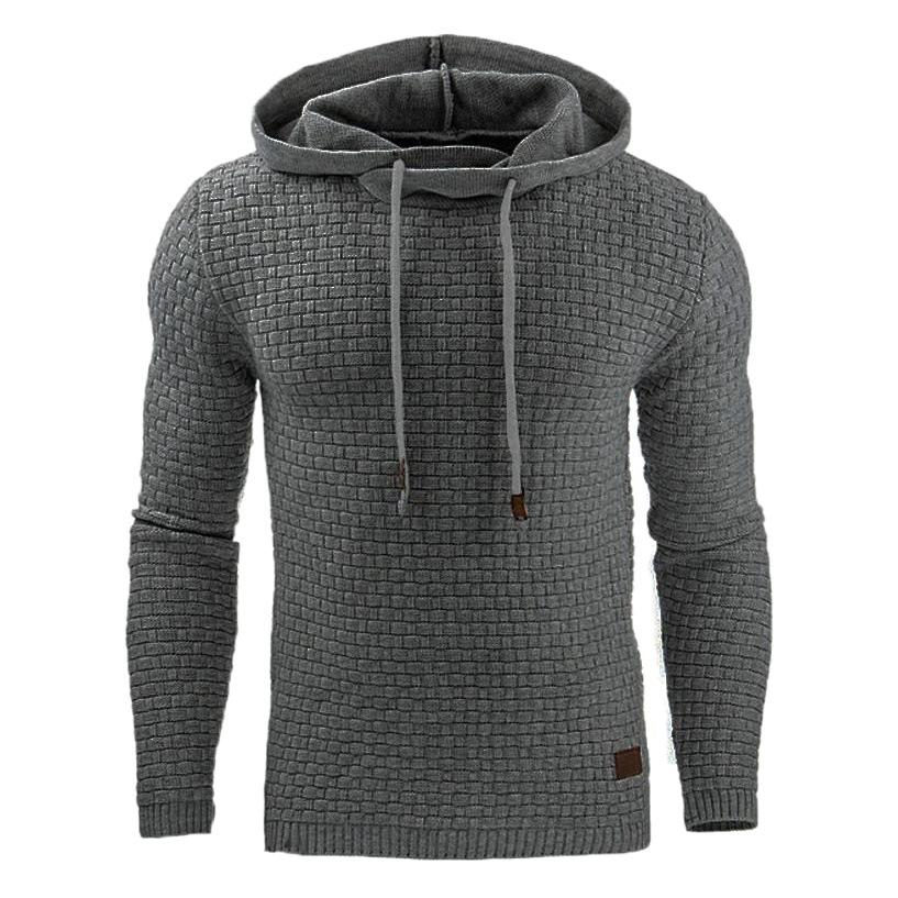 New Autumn and Winter New European and American Men's Jacquard Sweater Long Sleeve Hoodie Warm Color Hooded Sweatshirt Jacket