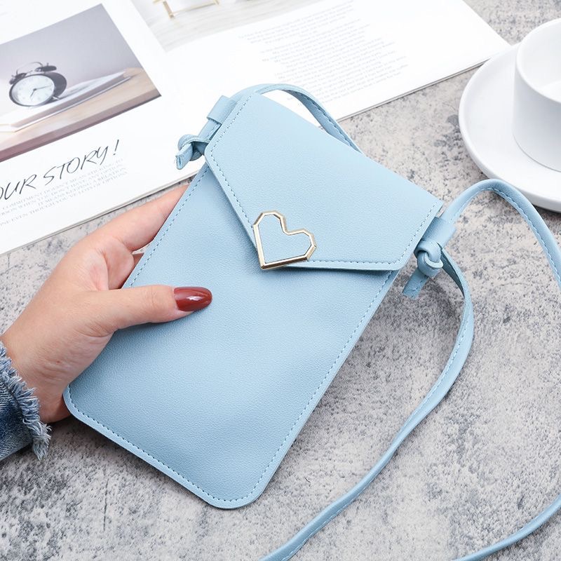 Picture of 2023 New Student Mini Crossbody Women's Bag Women's Heart-shaped Decorative Transparent Touch Screen Simple Retro Mobile Phone Bag
