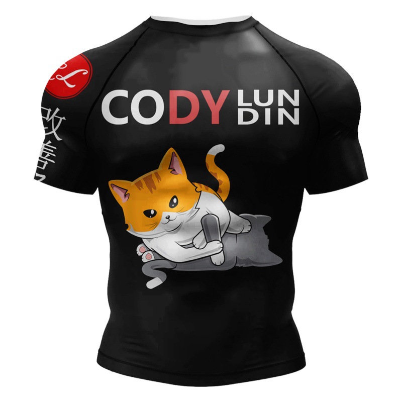 2023 new 3D digital printing short-sleeved men's sweat-wicking breathable T-shirt running sports fitness tights