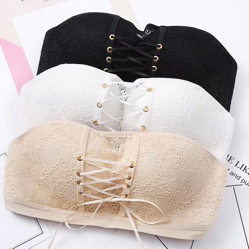 Cross-border special small chest push up cross beauty back strapless non-slip top support sexy tube top lace bra