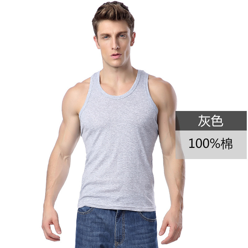 Picture of Longsha vest men's summer cotton youth slim base breathable solid color men's sports fitness vest wholesale