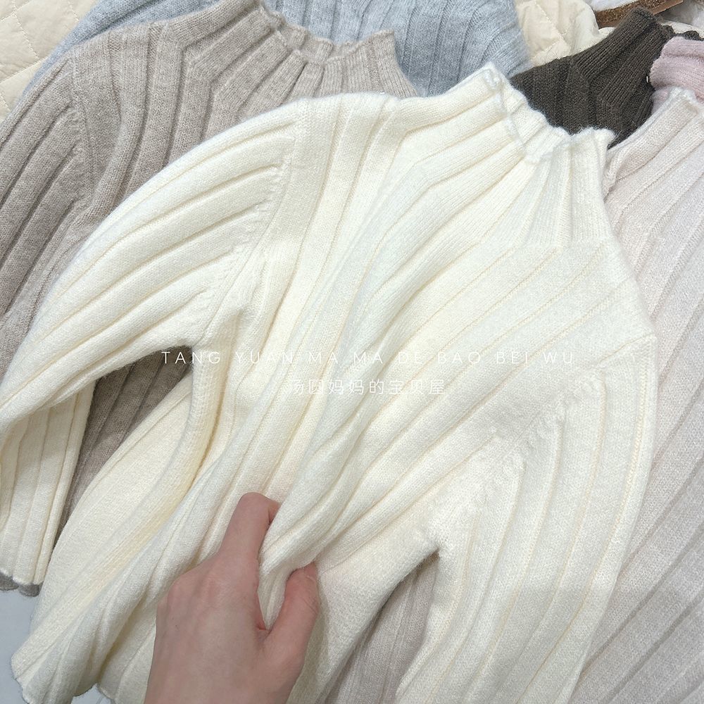 Picture of Boy's Boy's Sweater 24 Autumn and Winter Children's Simple Pit Strip Mock High Collar Base Shirt Girl's Western Style Pullover Sweater