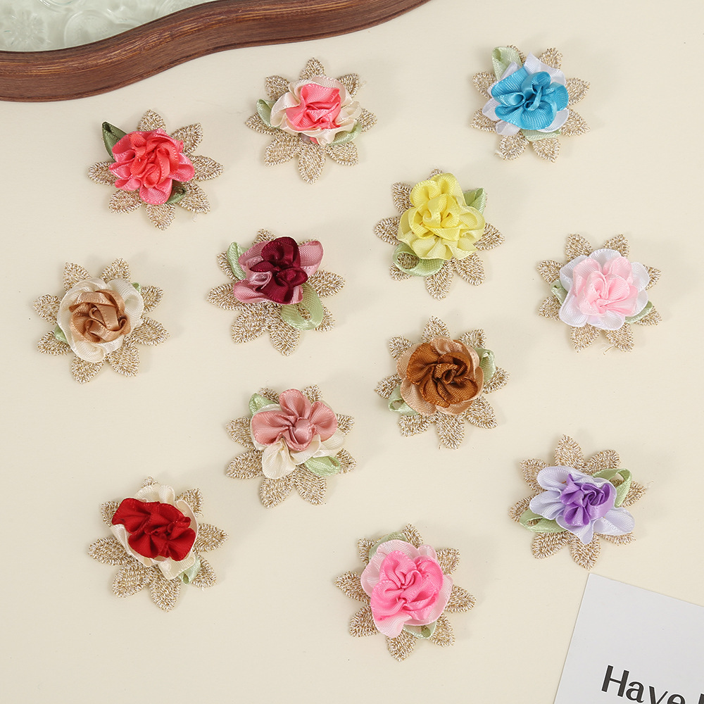 Polyester Two-Color with Leaf Flowers DIY Shoes and Hats Accessories Hair Accessories Handmade Flowers Clothing Accessories Accessories Factory Wholesale