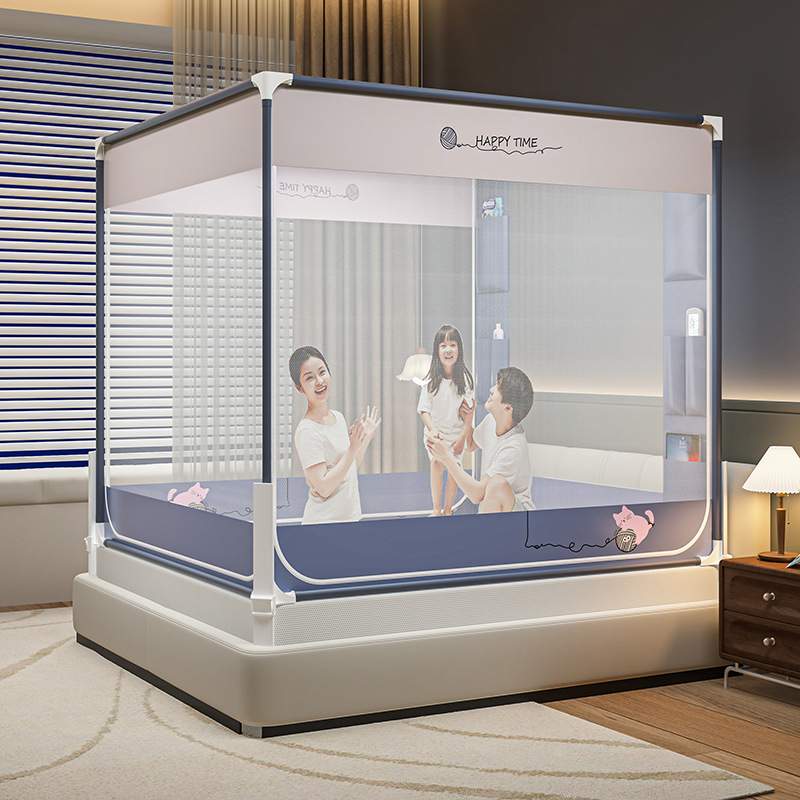 Picture of Square Top Reinforced Fence Cartoon Mosquito Net Household Children's Drop-resistant Three-door Mongolian Yurt Mosquito Net Nantong Home Textile