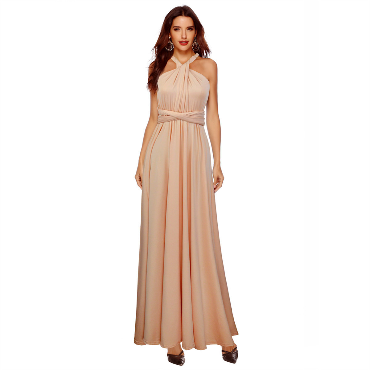 Picture of French Retro High-end Sense Small Multi-wear Strap Large Swing dress Backless Sexy Bridesmaid Dress for Women
