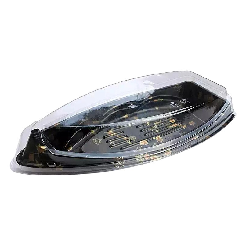 Disposable Japanese-style Creative Printing Boat-shaped Sushi Box Household Takeaway Box Transparent Packing Box Bento Box