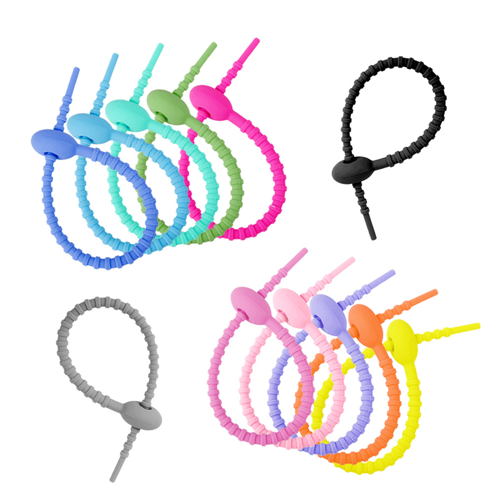 Picture of 215mm silicone cable tie data line storage finishing winder DIY key chain jewelry pendant color lanyard