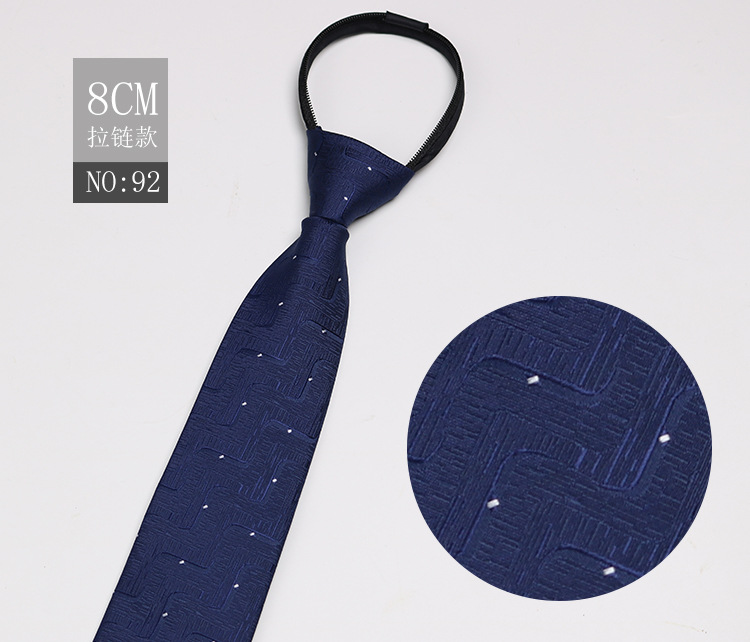 Picture of Factory Black Men's Tie Striped Blue Business Tie Lazy People Knot Free Zipper Tie in stock Wholesale