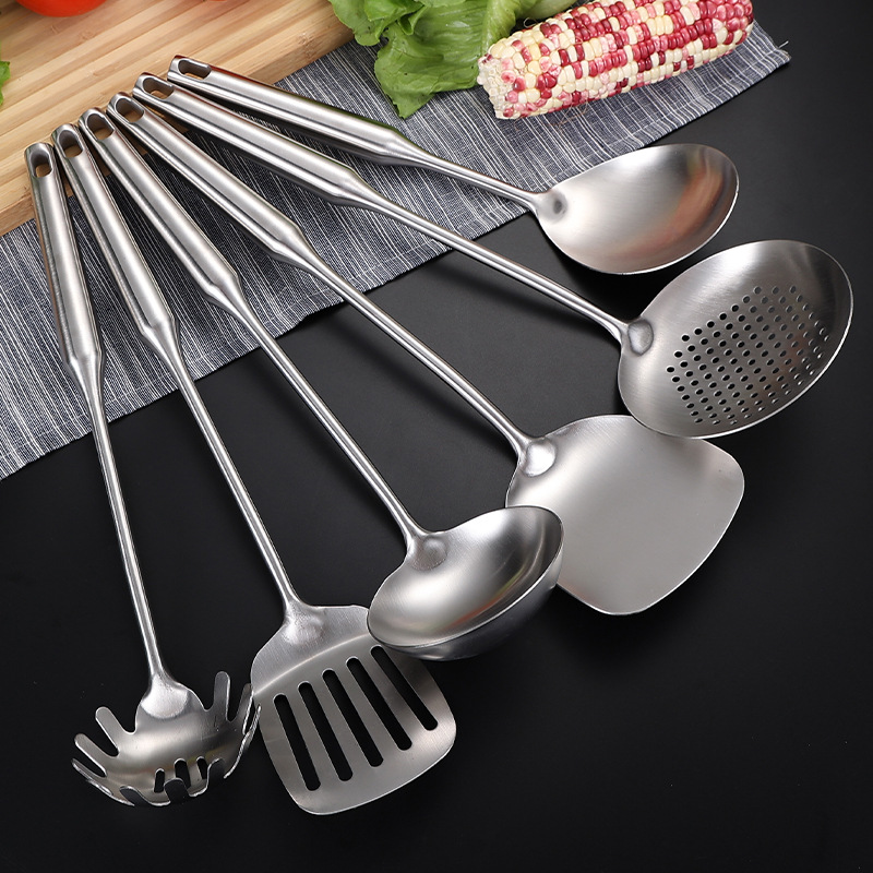 Picture of 304 stainless steel household kitchenware spatula colander heat insulation handle sanding hotel cooking set can be ordered logo