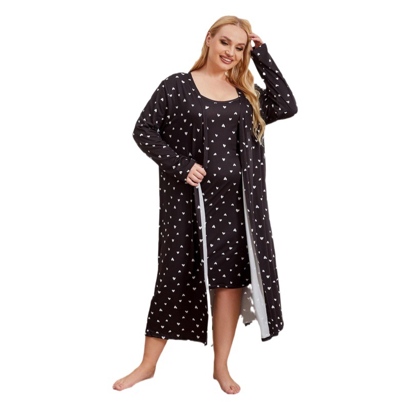 Cross-border new satin plus size pajamas women's fat mm200 kg light luxury cool nightgown bathrobe two-piece home wear
