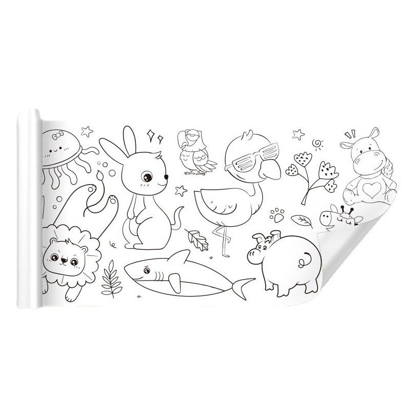 Children's Scroll Graffiti Canvas Children's Painting Blank Long Scroll Kindergarten School Coloring Scroll Coloring Scroll
