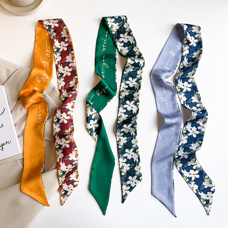 Korean Style Spring and Autumn New Exquisite French Style Hair Band Silk Scarf Women's Thin Narrow Long Tie Bag Ribbon Professional Scarf