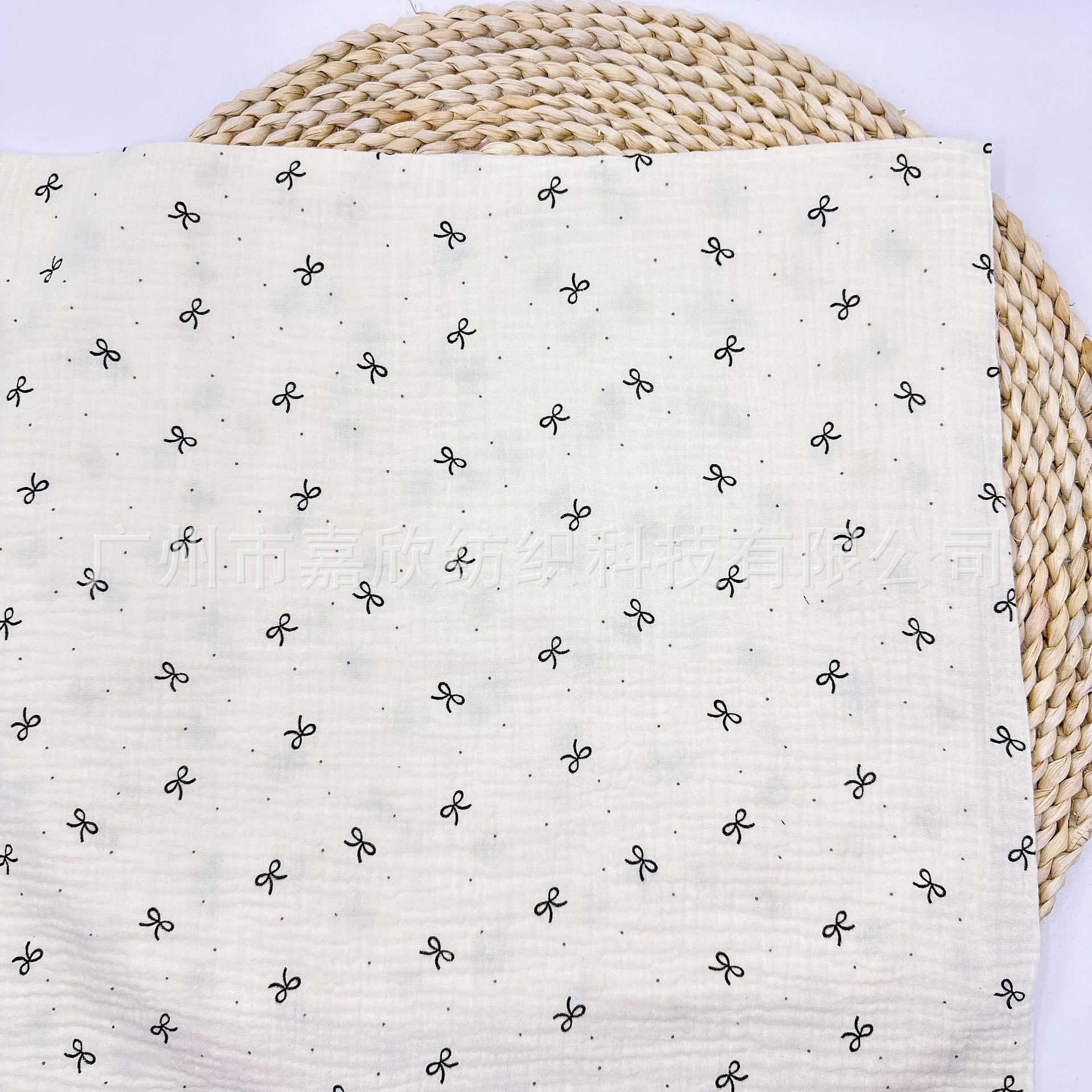 Pure Cotton Double Gauze Plain Fine Cloth Washed Cotton Baby Gauze Children's Wear Pajamas Fabric Bow Print