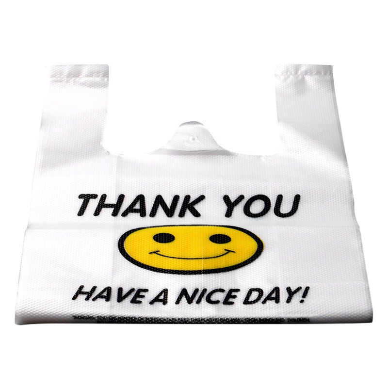 Disposable Smiley Face Bag Plastic Bag Transparent Bag Convenience Bag Satchel Takeaway Supermarket Commercial Vest Packaging Bag Wholesale