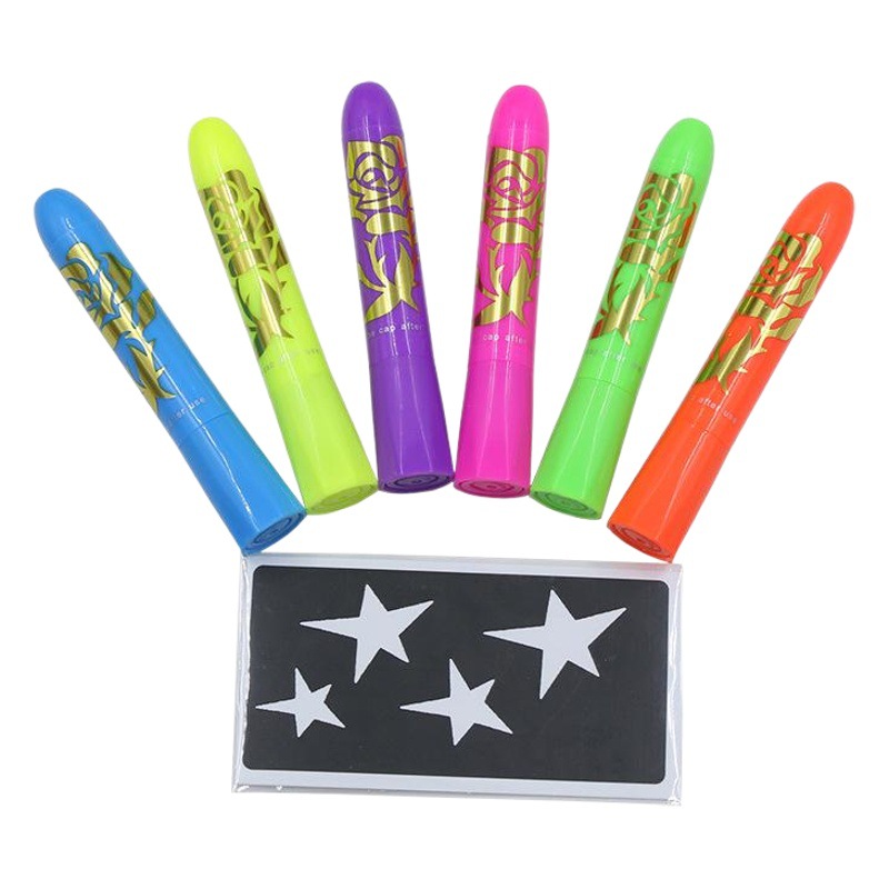 6-Color Luminous Face Paint Set Party Halloween Event Makeup Props DIY Washable Face Painting Crayon
