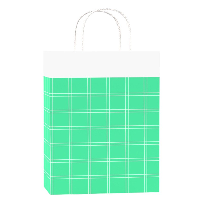 In stock Plaid Kraft paper handbag milk tea baking packaging bag takeaway packing bag birthday festival gift paper bag