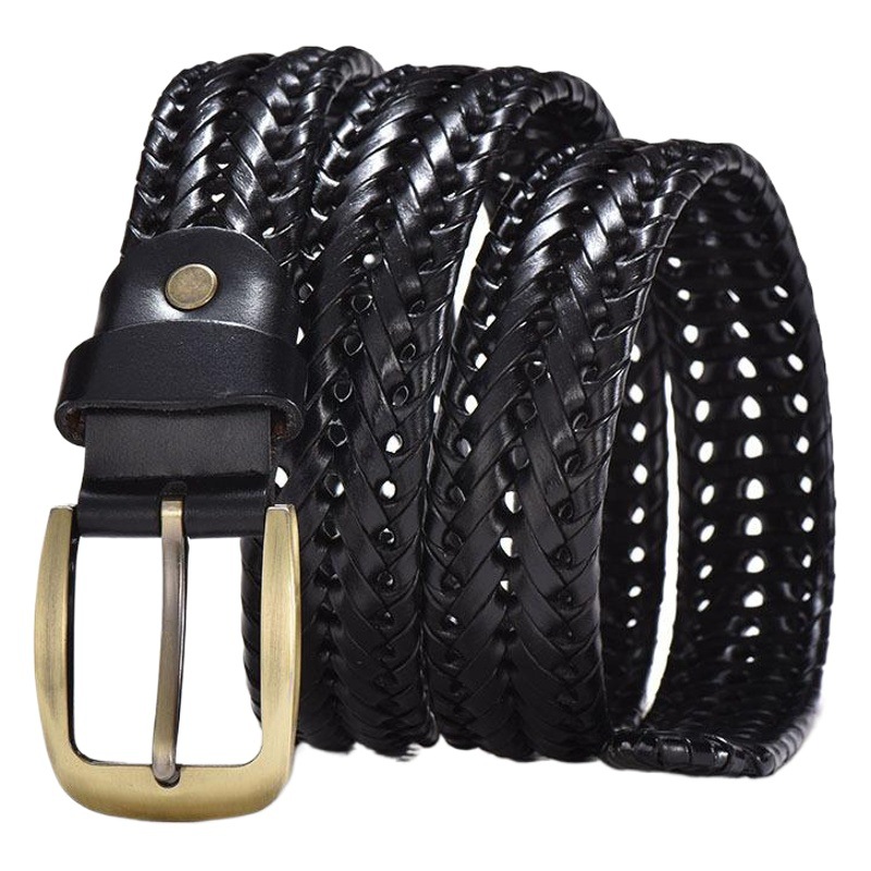 Hand-woven belt men's retro couple's belt Women's breathable pin buckle pants belt one-piece delivery in stock