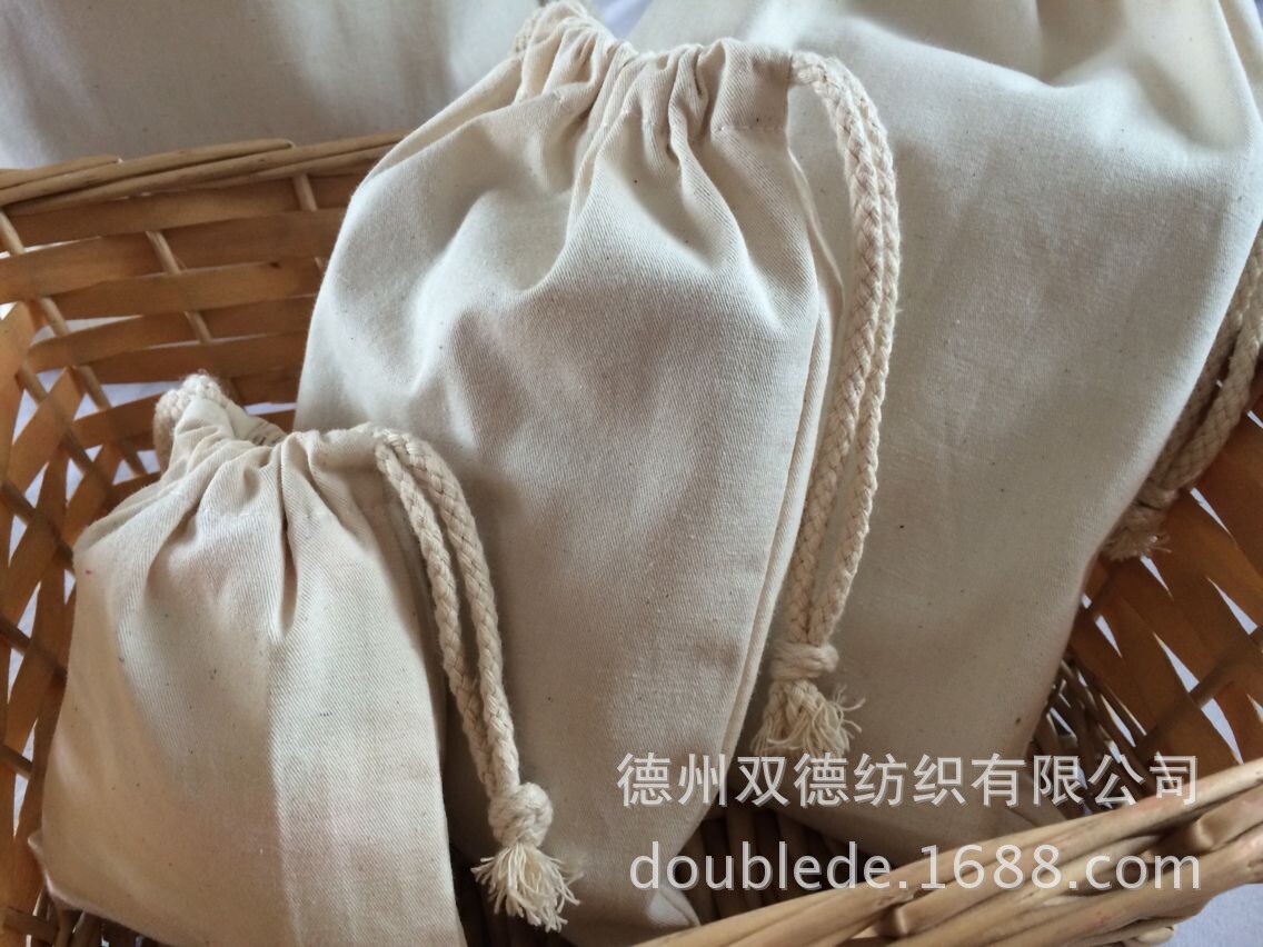 Cotton Storage Bag Drawstring Bag Drawstring Flap Pocket Pants 15*20cm S Size Portable Soft White Multi-Purpose