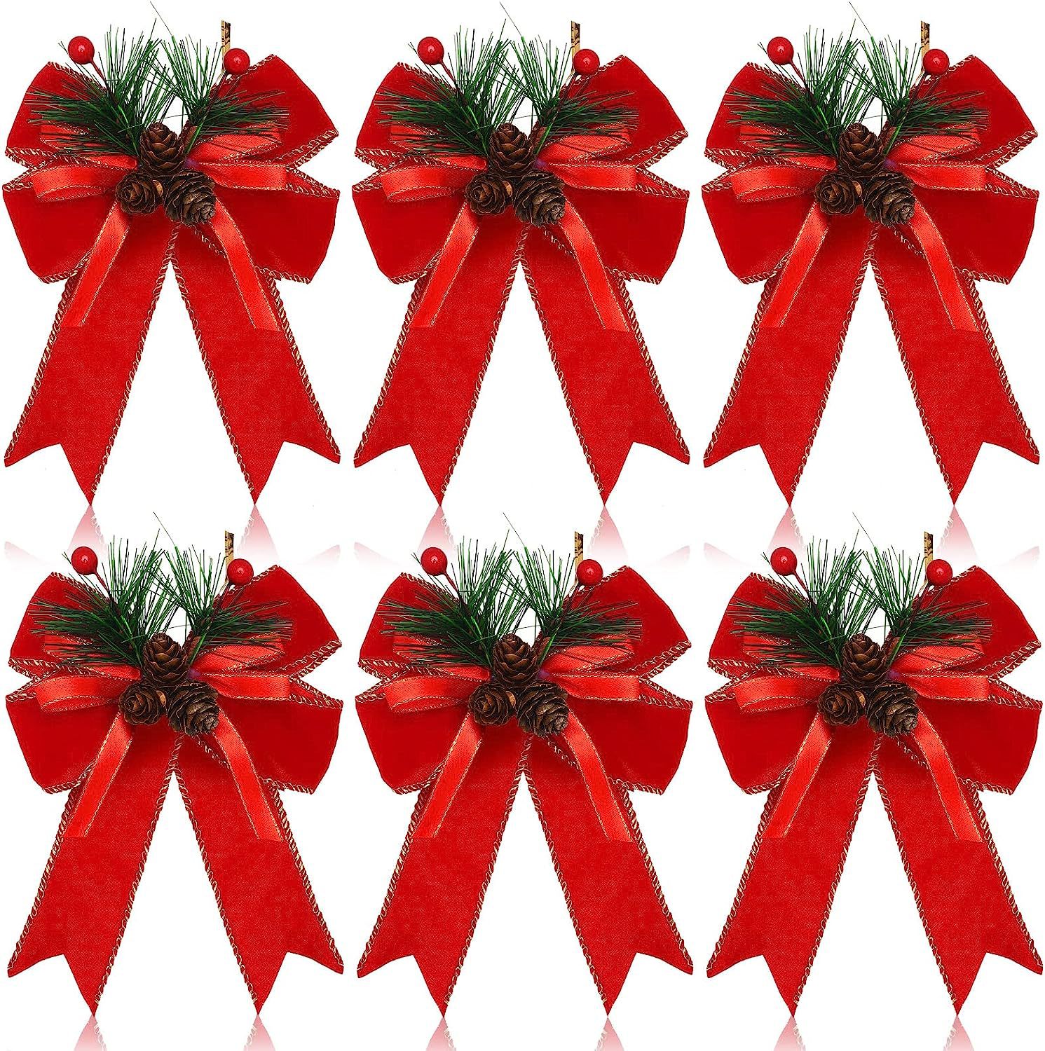Manufacturer Amazon Christmas Tree Top Decorative Pendant Large Bow DIY Velvet Cloth Overlay Ribbon