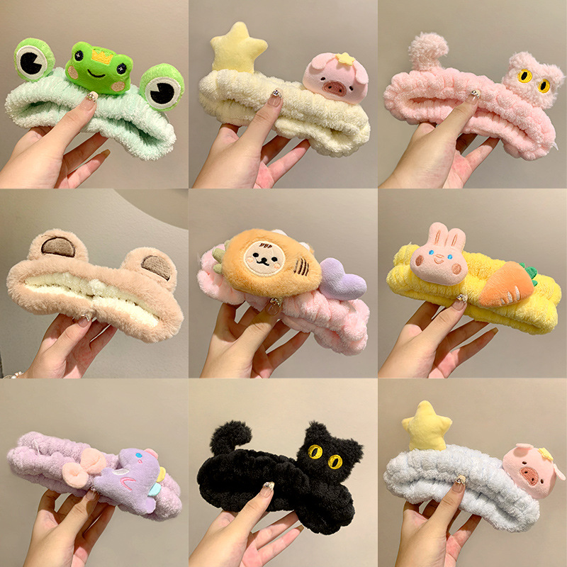 Plush Hair Band Girl's Wash Face Mask Special Cute Wash Makeup Remover Tie Hair Cover Water Absorbent Quick Drying Tape