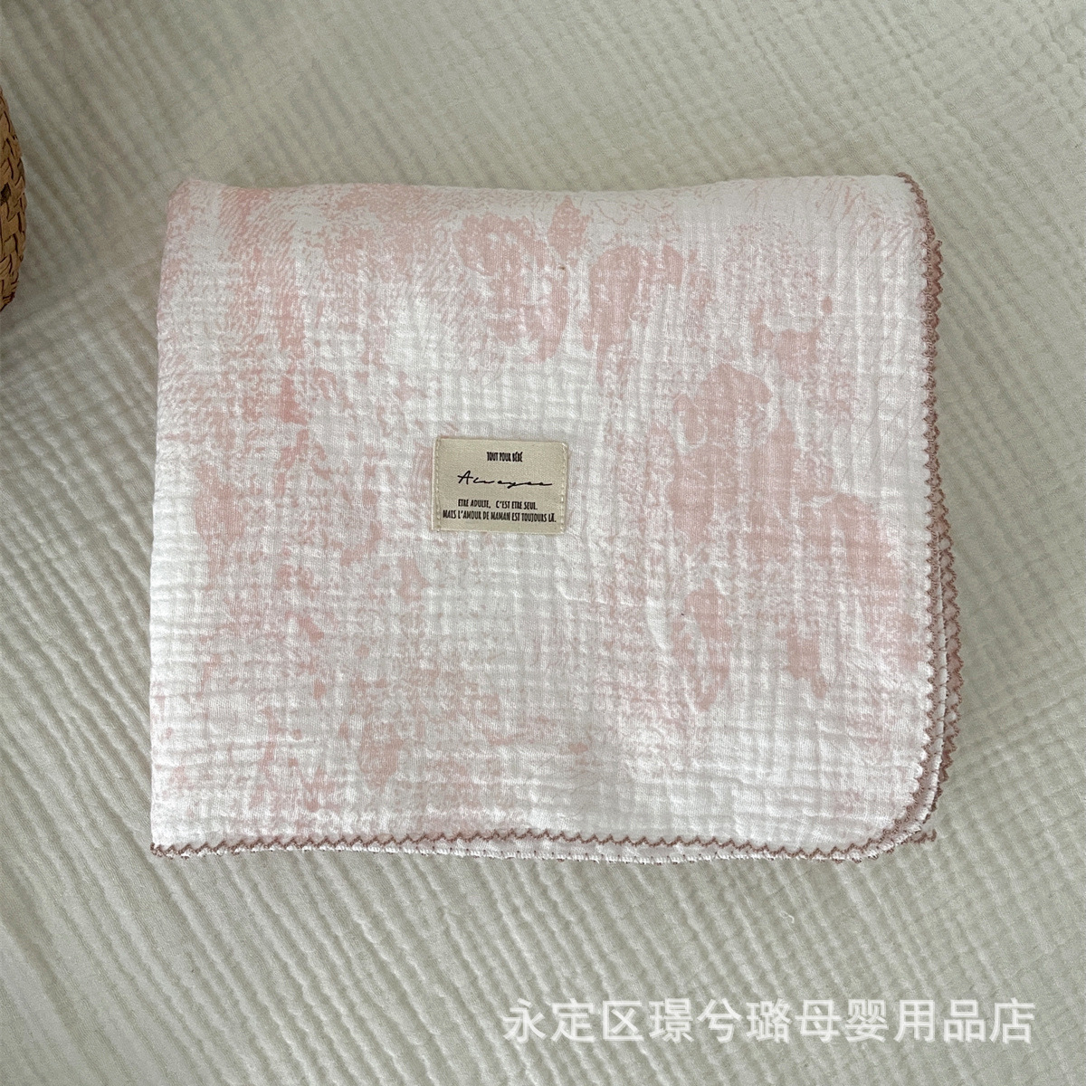 Picture of ins floral Korean style double-layer cotton yarn cotton baby blanket quilt towel bath towel soft glutinous cotton blanket