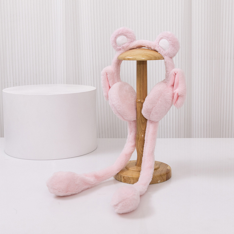 Picture of Cartoon earmuffs winter Korean student plush moving ears cute warm outdoor riding windproof velvet padded