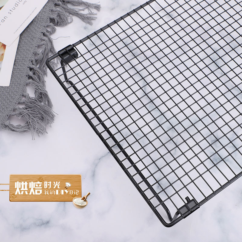 Picture of Baking Tools with Folding Leg Cake Inverted Cold Rack Bread Moon Cake Cooling Rack Non-stick Black Barbecue Net