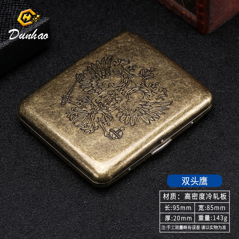 Picture of New Bronze Condensed Flower 20-Pack Metal Imitation Copper Cigarette Box Flip-Top Gift Box Carved and Engraved Pressure-Resistant and Dust-Proof Cigarette Box