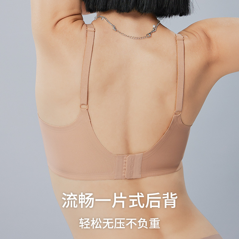 Picture of 7A Antibacterial Semi-Fixed Cup V Neck Rabbit Ear Cup Thin Jelly Seamless Underwear Big Breast Revealing Small Adjustable Bra