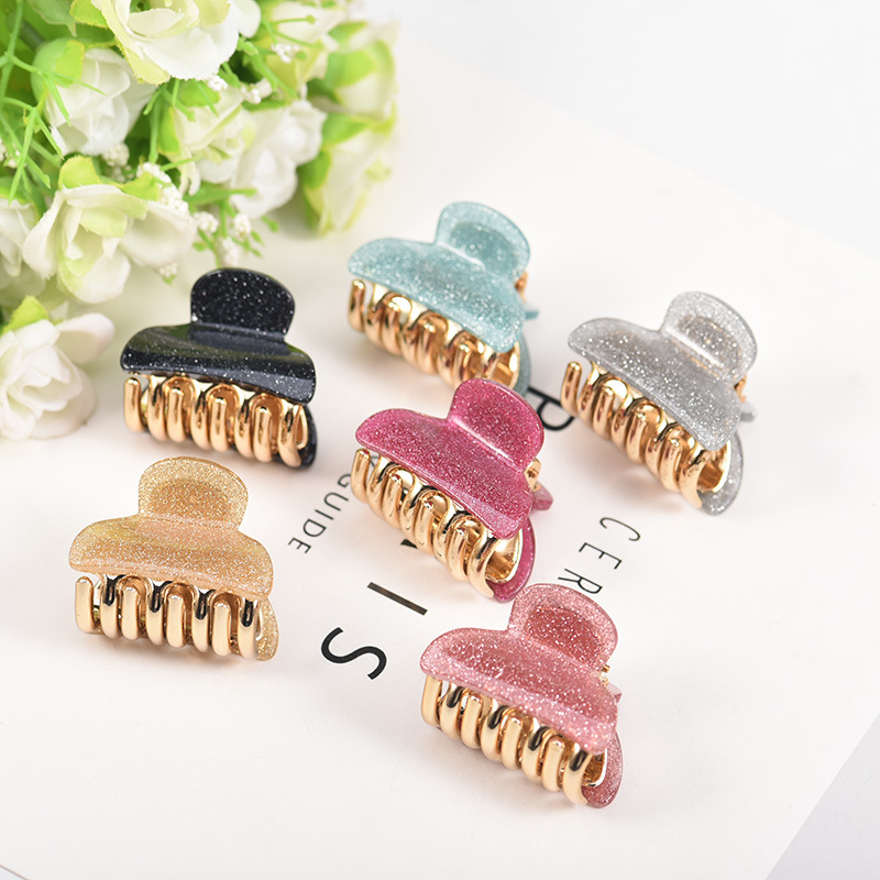 Hairpin Manufacturer Korean Style Fashionable Small Thick Pink Acrylic Hairpin Women's Bath Plate Hairpin Ponytail Hairpin