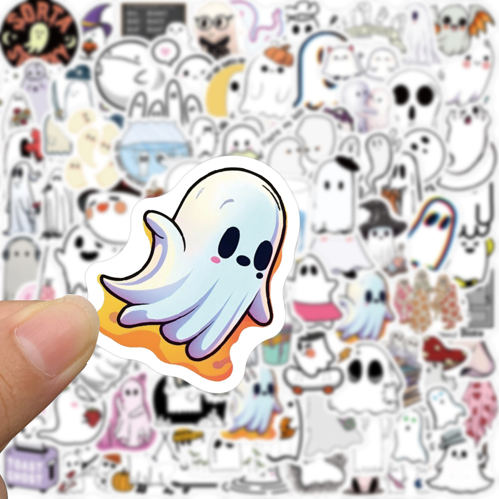 Picture of 100 small size cute ghost graffiti stickers decorative guitar notebook luggage DIY waterproof wholesale