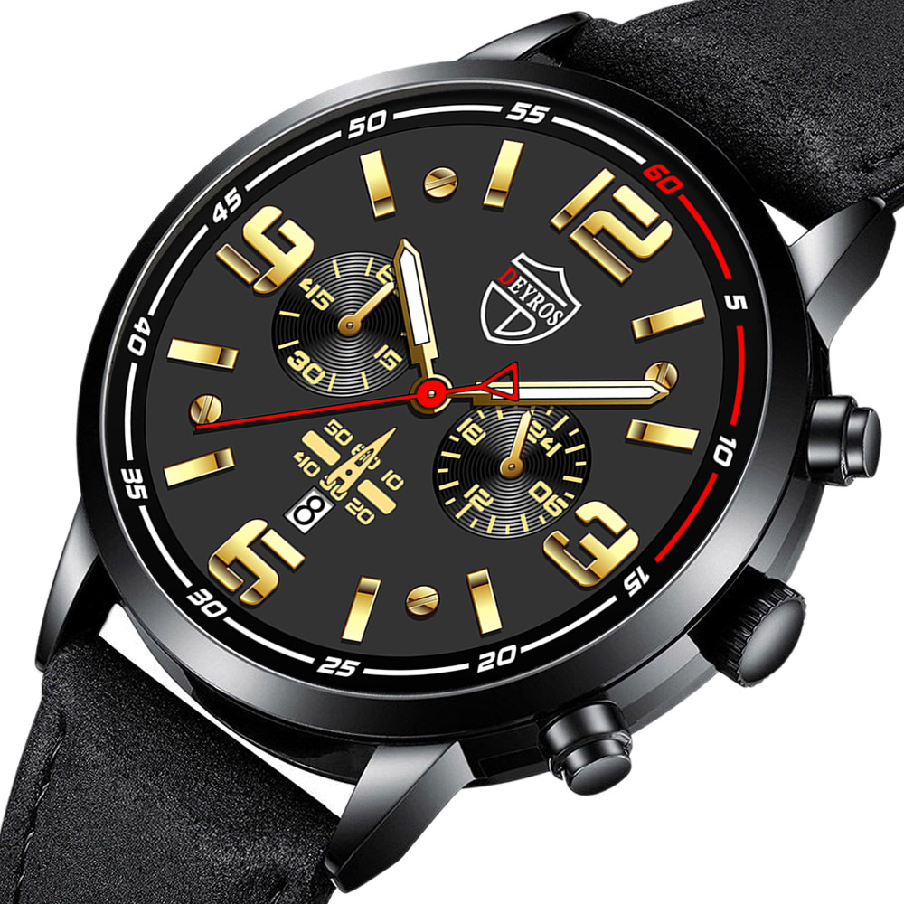 DEYROS cross-border explosion belt men's watch handsome automatic calendar luminous non-mechanical quartz watch spot